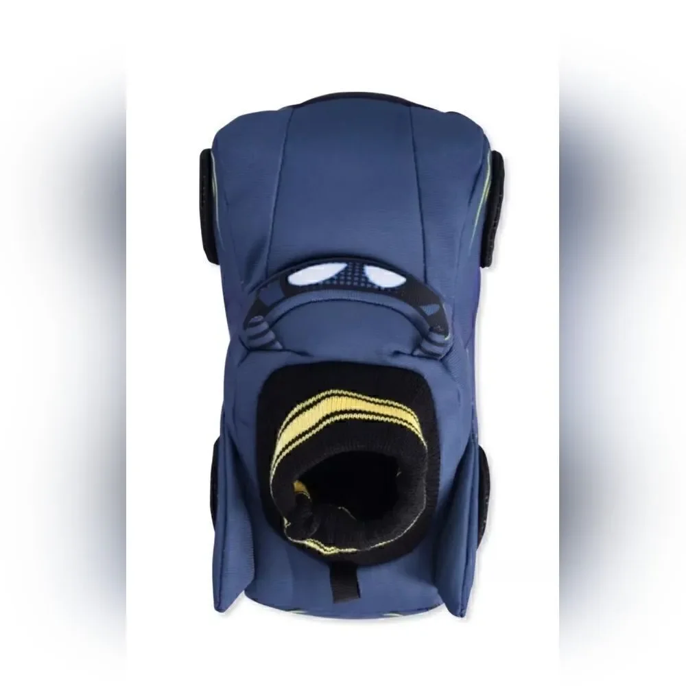 DC Batman Slippers Boys Size 5-6 Blue Batwheels Bat Car Slip On Plush Light Up